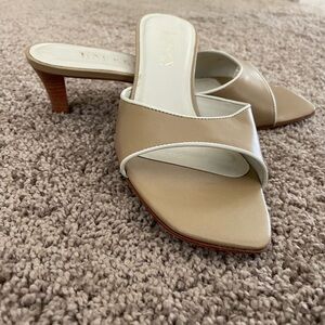 Lauren Elegant Tan and Cream Women's Kitten Heels